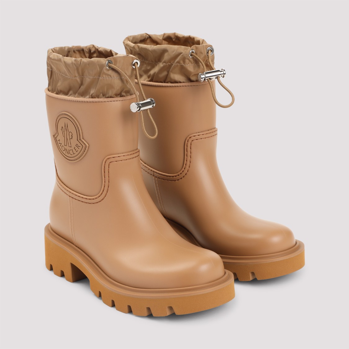 Moncler Ankle-length Waterproof Boots With Drawstring Closure In Neutral