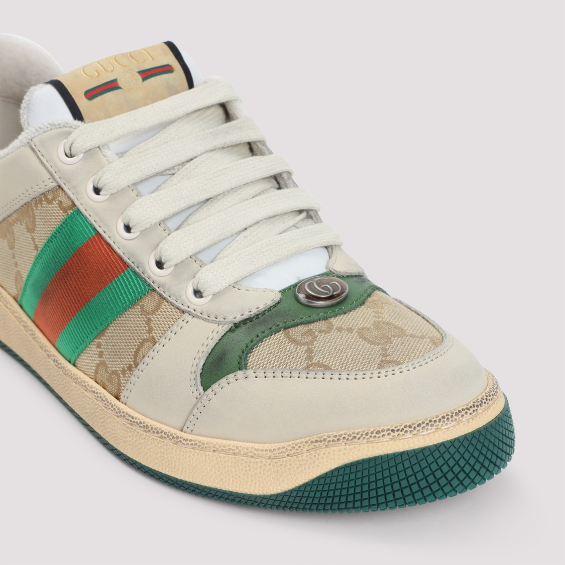 Gucci Screener Distressed Low-top Sneakers In Yellow