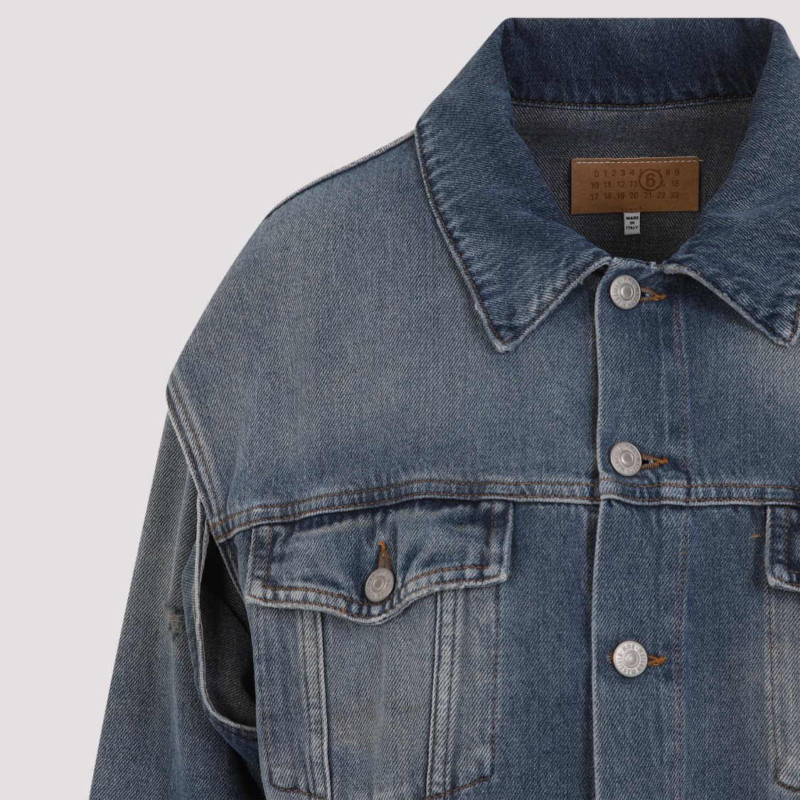 Shop Mm6 Maison Margiela Mm6 By Maison Margiela Vibrant Blue Oversized Denim Jacket With Classic Design