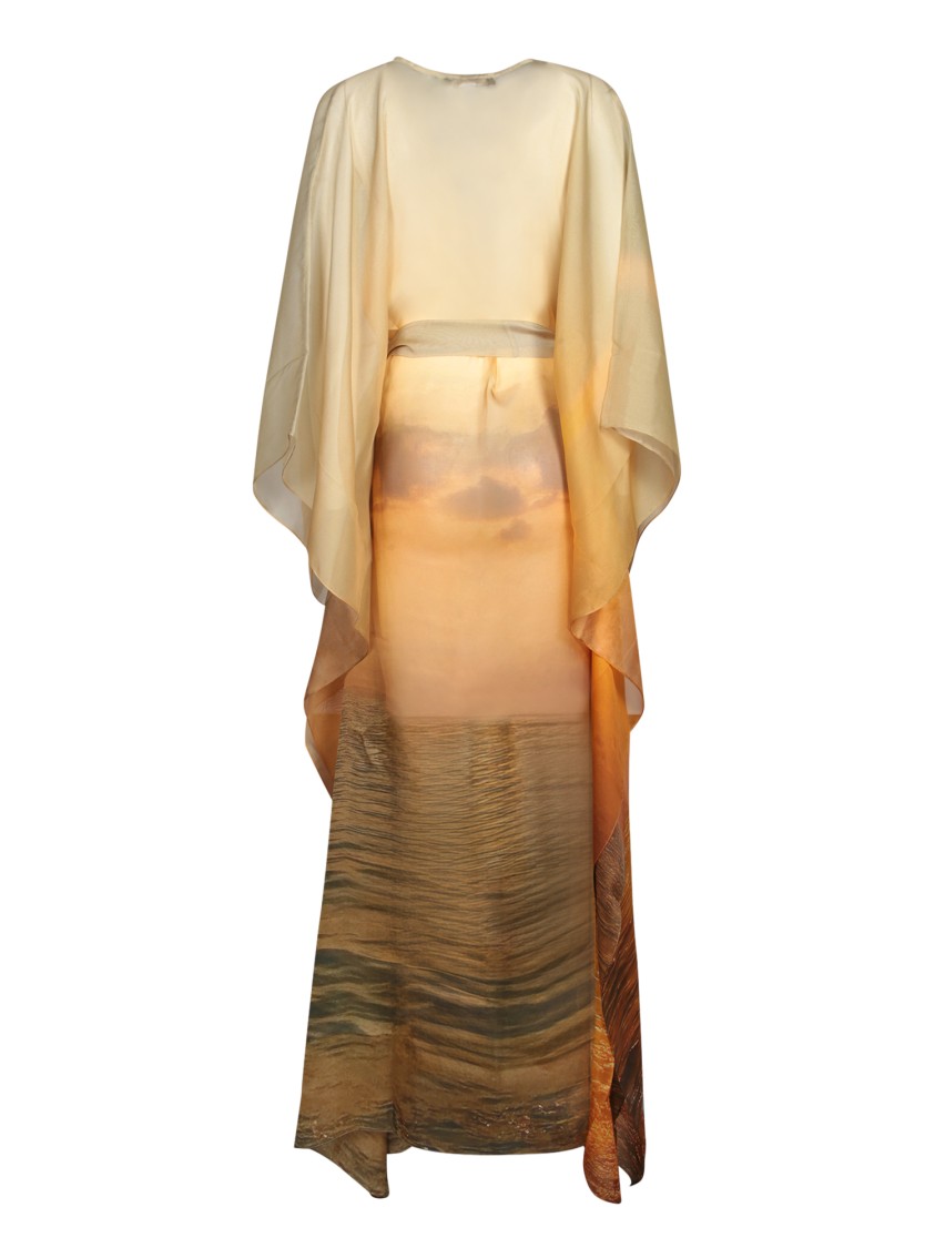 Roberto Cavalli Silk Dress With Sunset-inspired Print