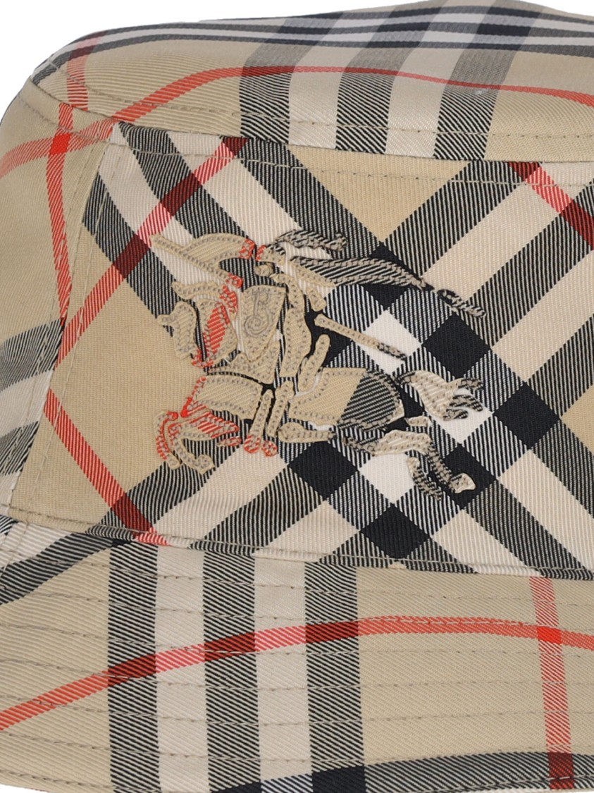 Burberry "ekd" Bucket Hat – Beige Check In Neutrals