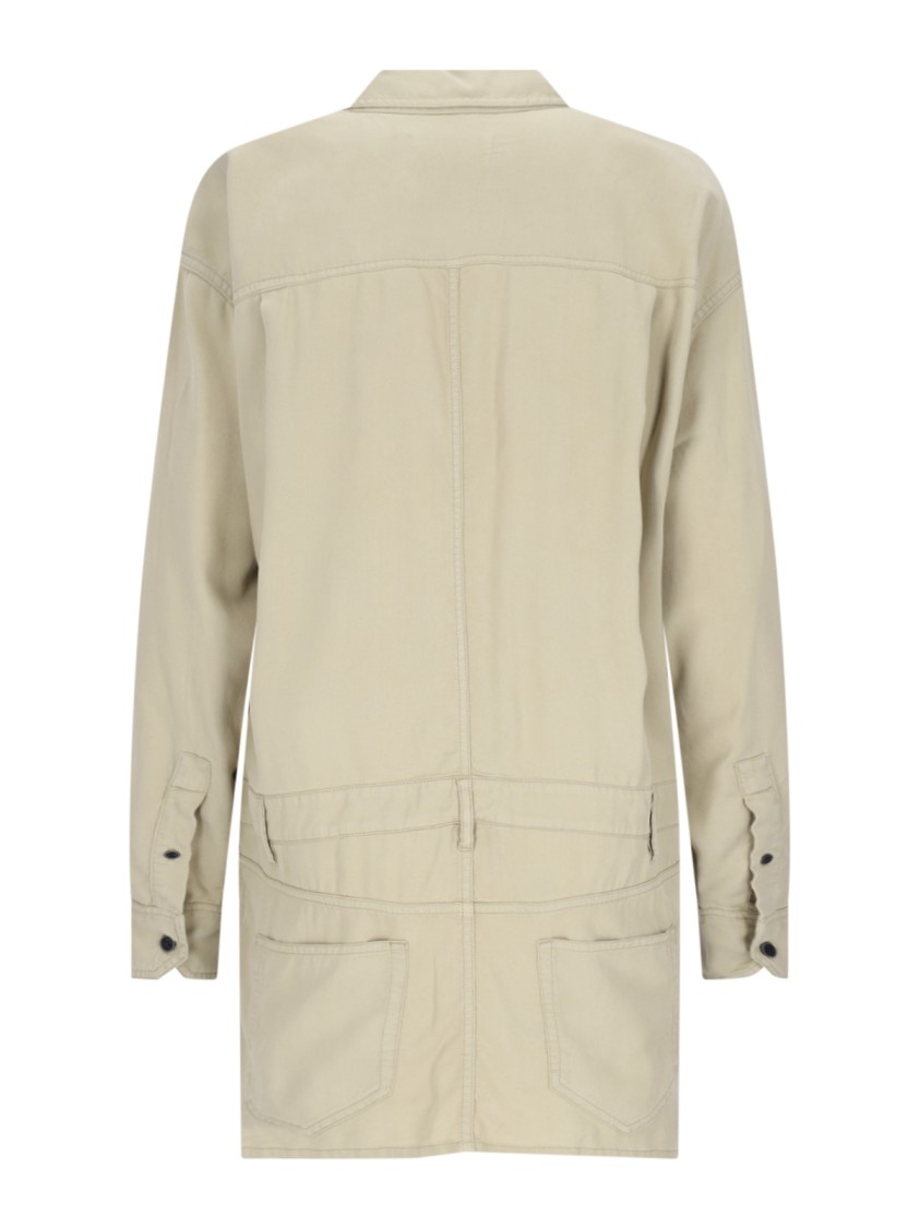 Shop Isabel Marant Étoile Palvina Mini Shirt Dress In Green Lyocell Chambray