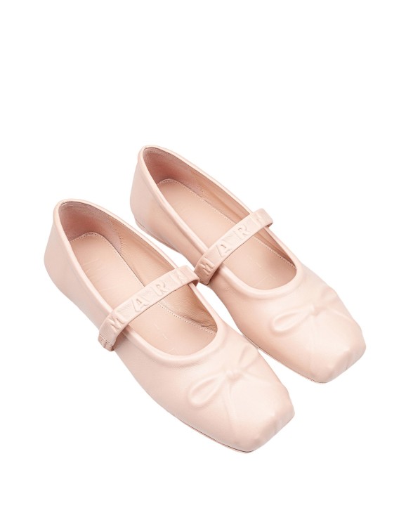 Marni Mary Jane Shoes In Leather With Embossed Bow Flat