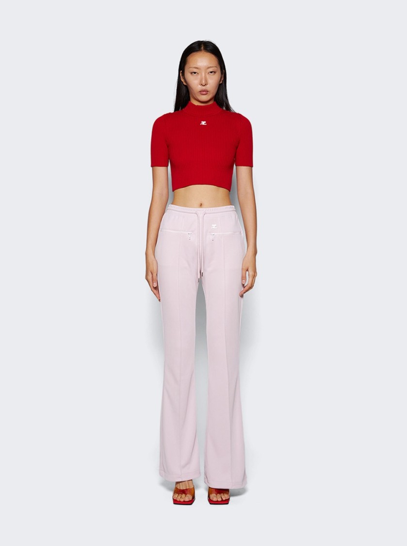 Shop Courrèges Shoulder Snaps Rib Knit Cropped Sweater Top