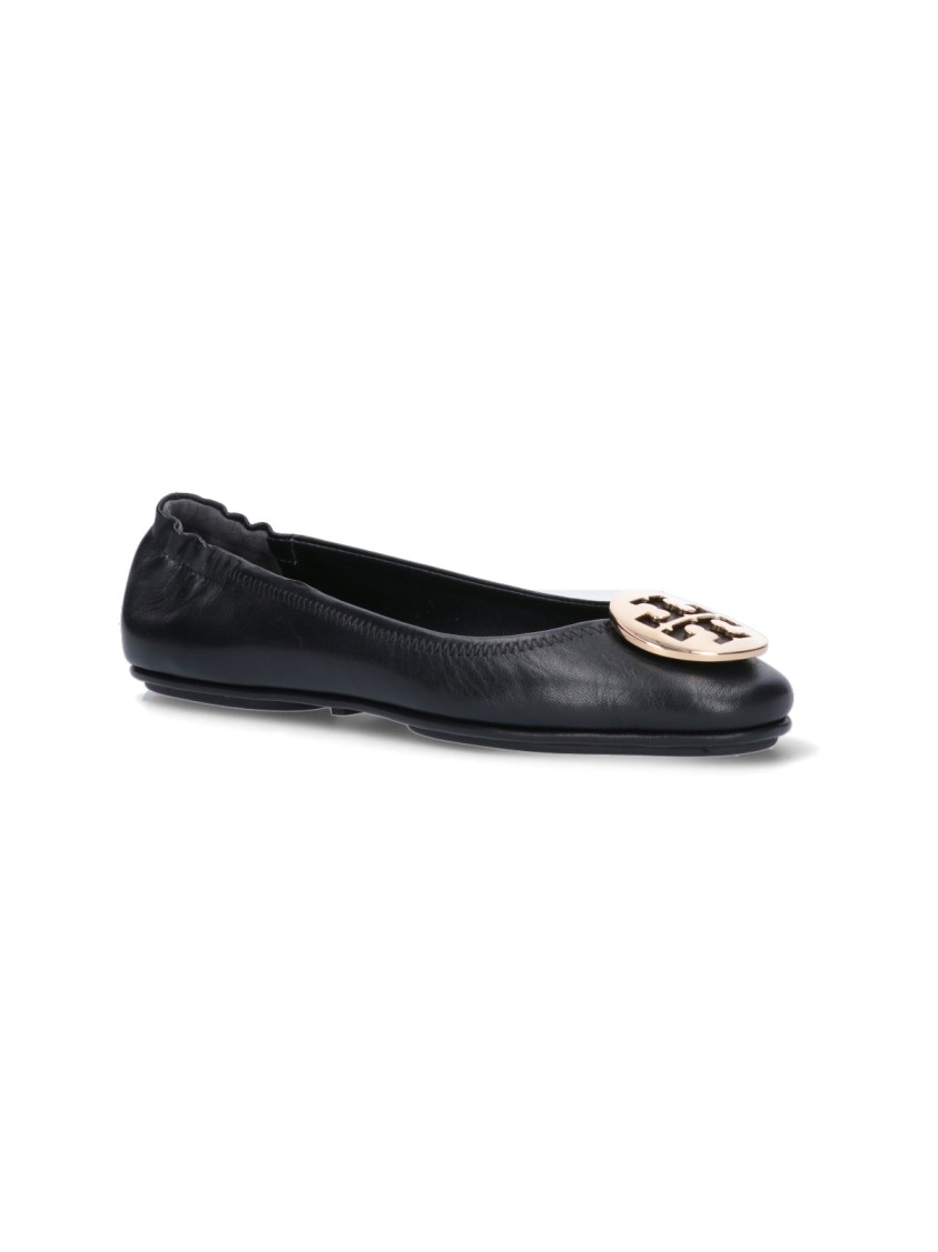 Tory Burch Claire Leather Ballet Flats In Black