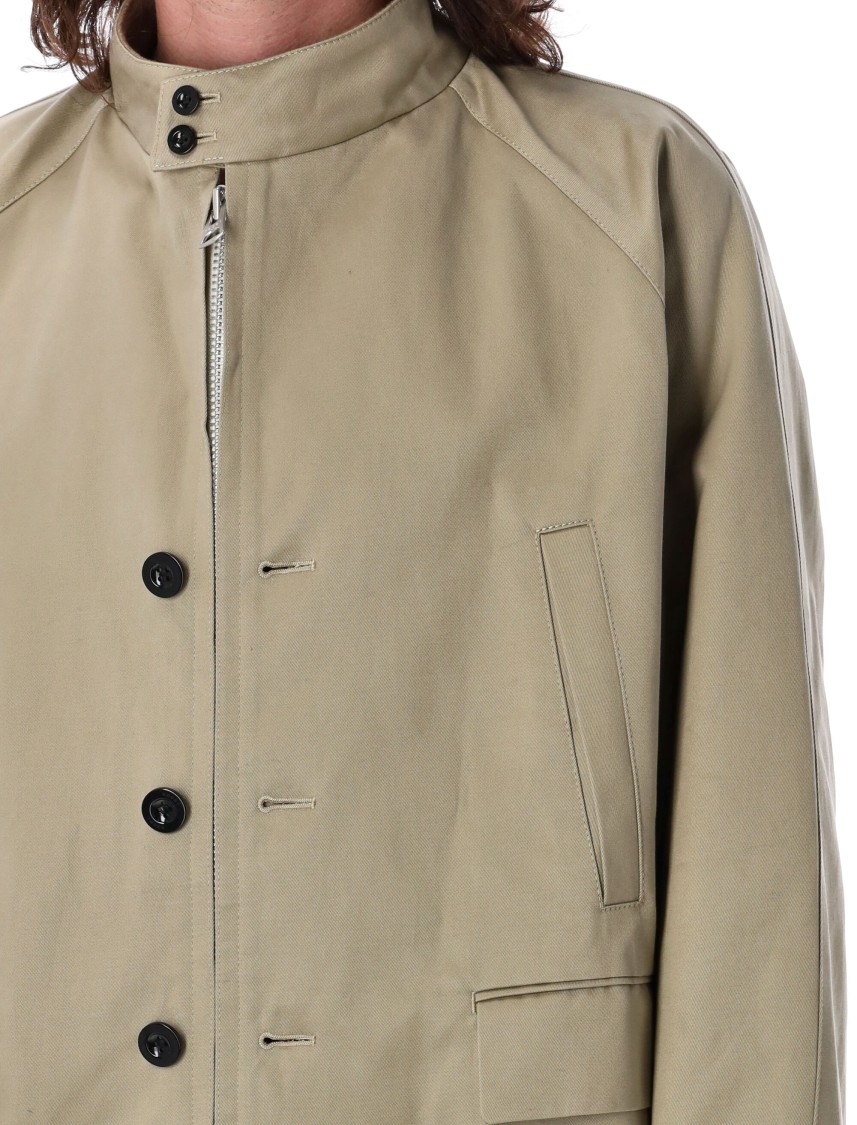 Sacai Chino Jacket With Band Collar And Functional Pockets In Black