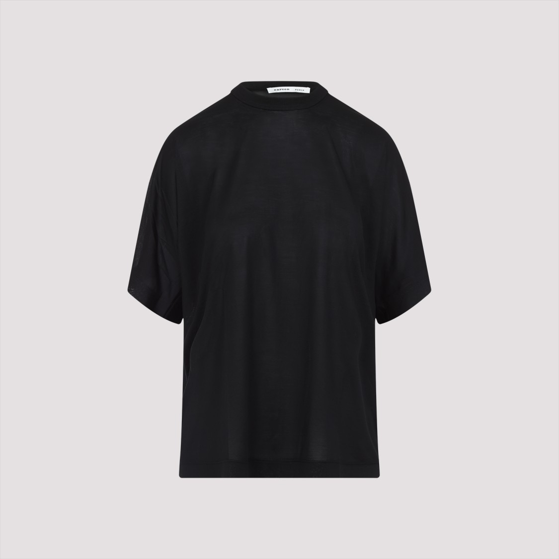 Shop Carven Deep Black Silk T-shirt