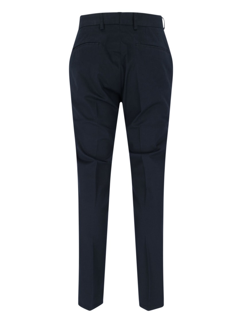 Incotex High-waisted Straight-leg Chino Pants In Dark Blue Cotton In Blue