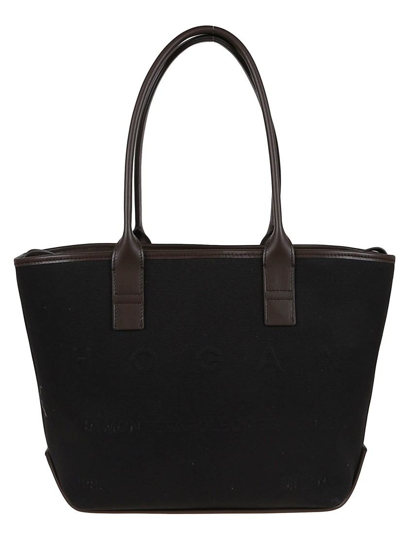 Hogan Script Tote Bag In Black