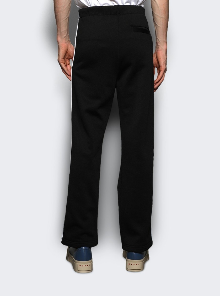 MARNI MARNI RELAXED FIT BLACK PANTS WITH CONTRASTING SIDE STRIPES