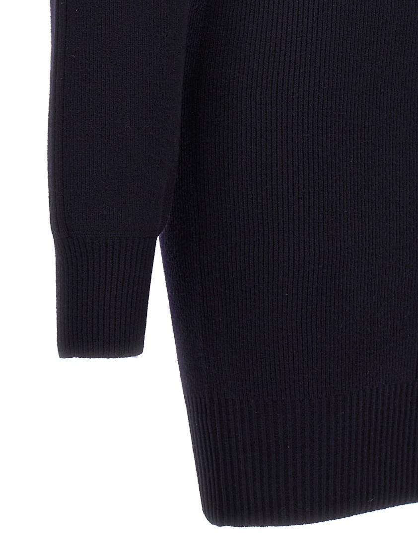 Stella Mccartney Ribbed Knit Mini Dress With High Neck In Black