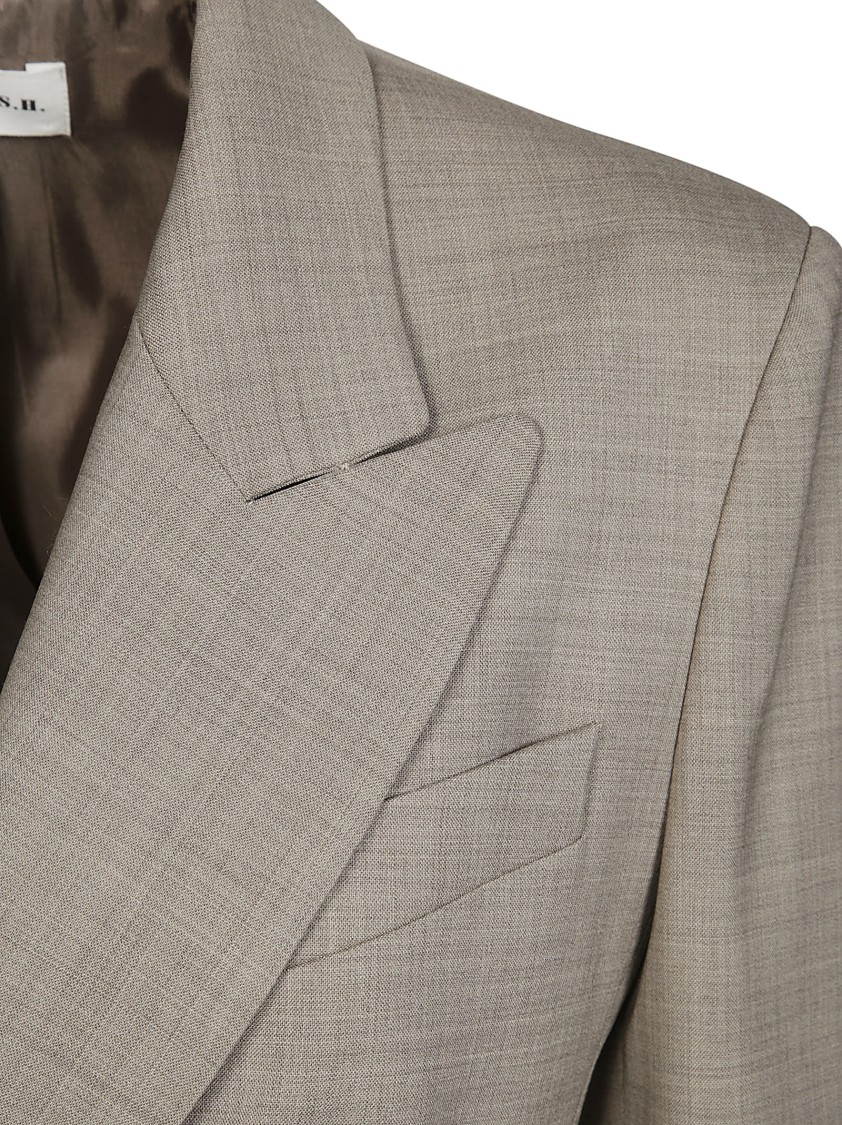 P.a.r.o.s.h Parosh Double-breasted Tailored Blazer With Sharp Lapels In Gray