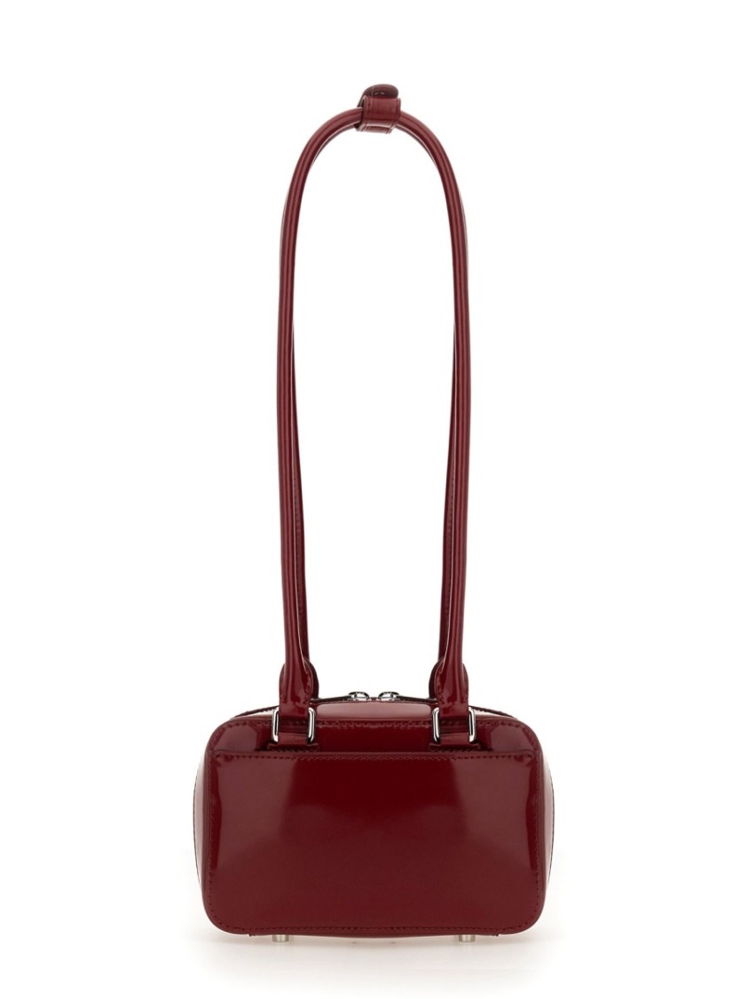 Shop Self-portrait Bordeaux Leather Shoulder Bag In Burgundy