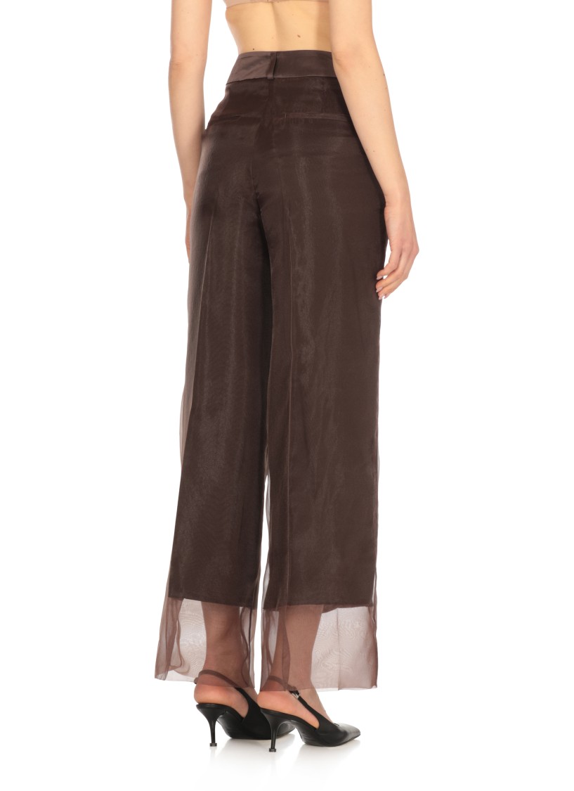 Shop Peserico Aurea Brown Linen And Viscose Pants