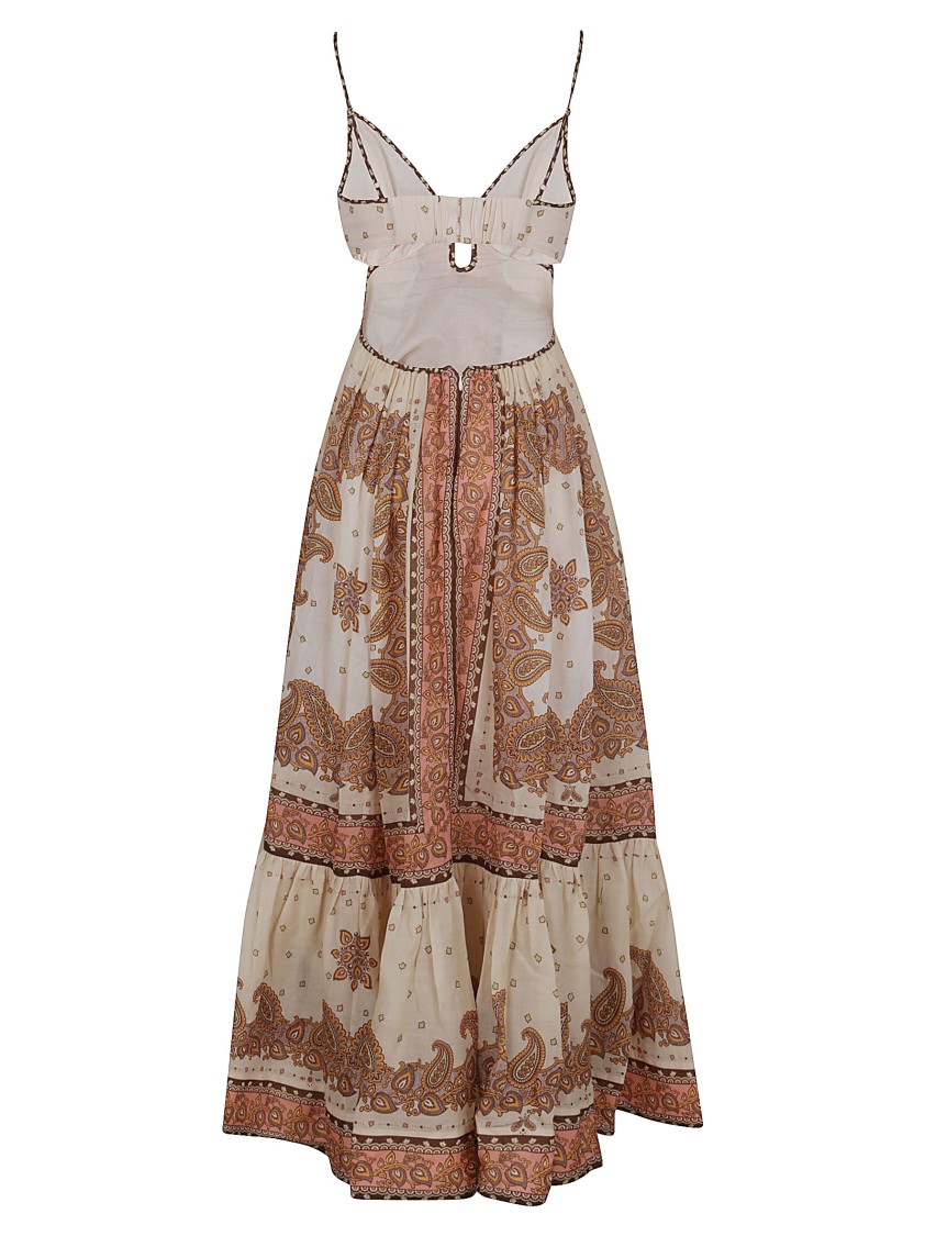 Shop Zimmermann Maxine Plunge Maxi Dress In Brown