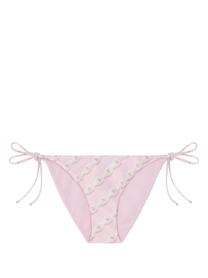 Versace Pink Silk Bikini Briefs With Graphic Print In Pink