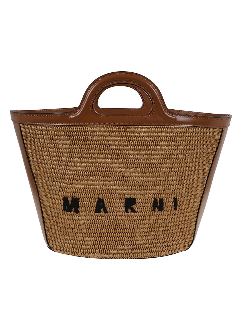 MARNI MARNI SMALL TROPICALIA HANDBAG WITH WOVEN RAFFIA PANELS