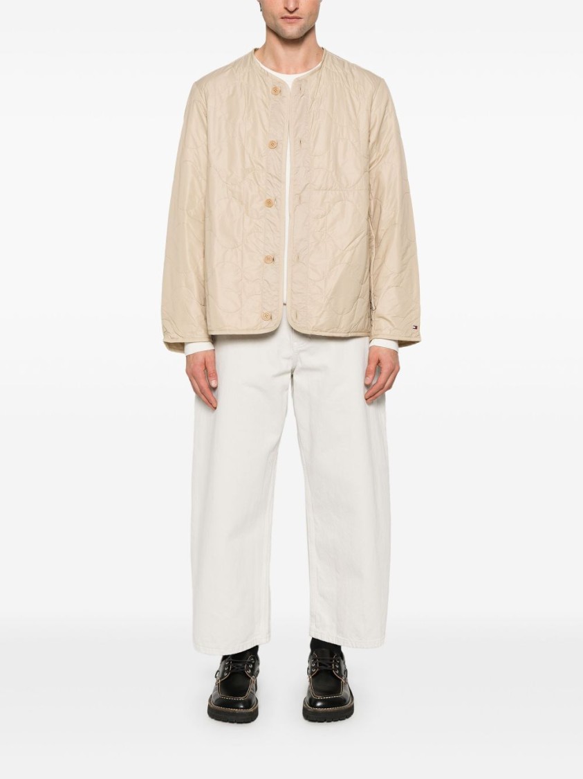 Tommy Hilfiger Long Length Raincoat With Two Side Pockets In Neutrals