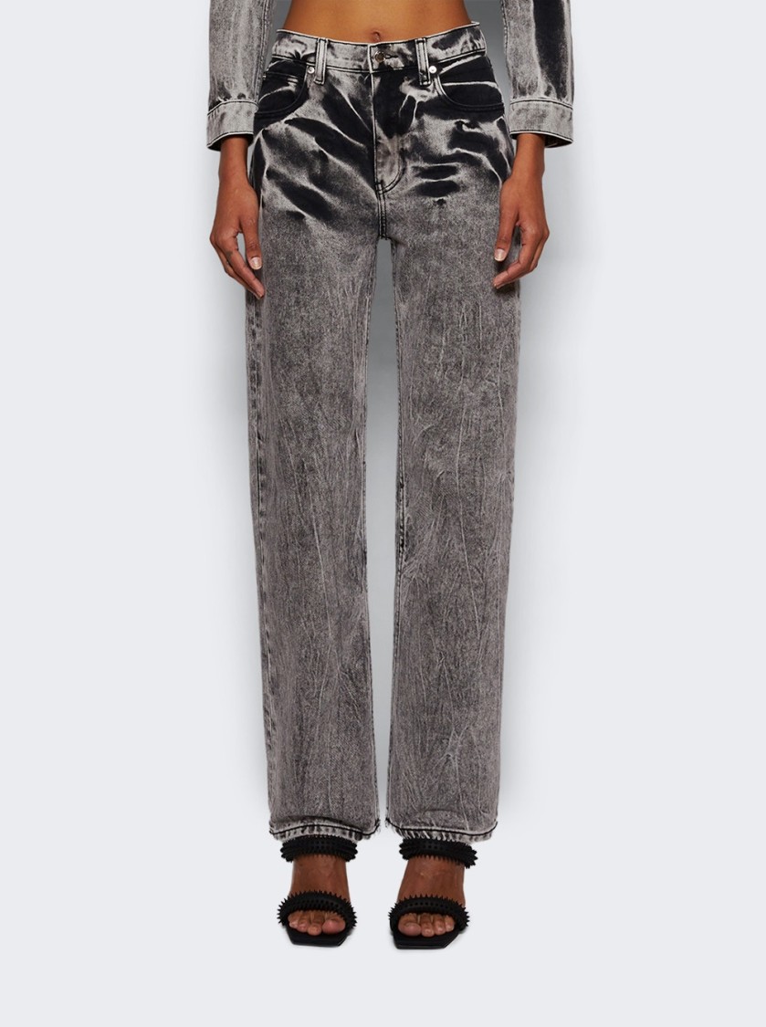 ALEXANDER WANG ALEXANDER WANG EZ EMBROIDERED JEANS BLACK ACID CRUSH