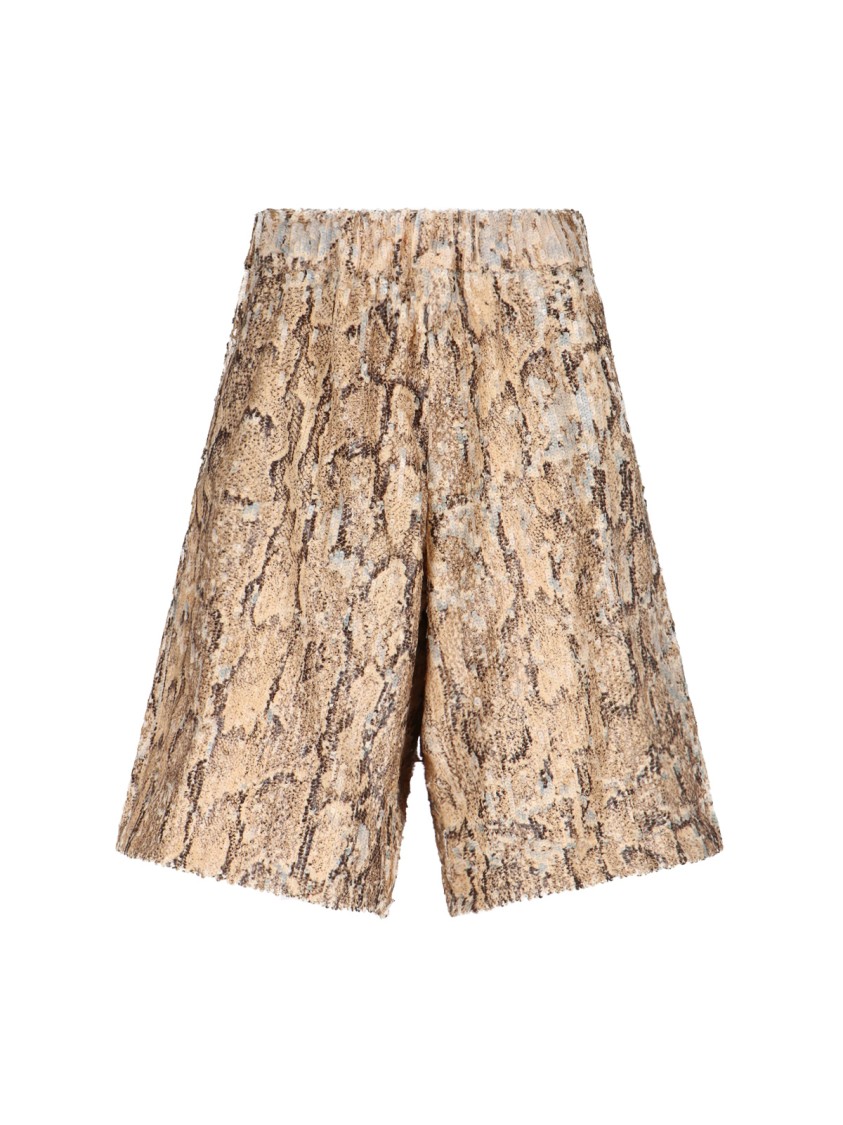 Dries Van Noten Beige Cotton Trousers With All-over Viscose Sequins In Gold