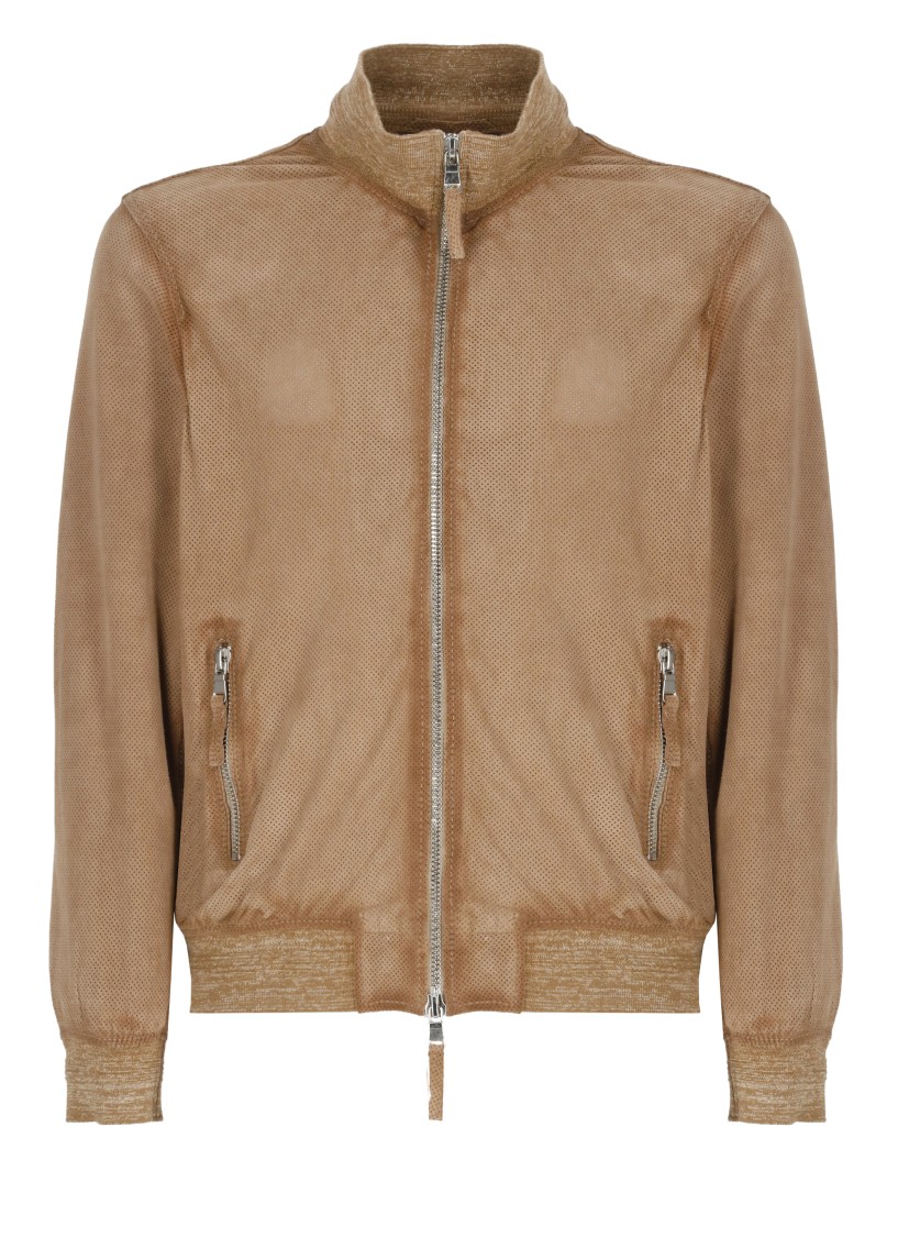Shop The Jack Leathers Beige Quentin Perfo Leather Jacket