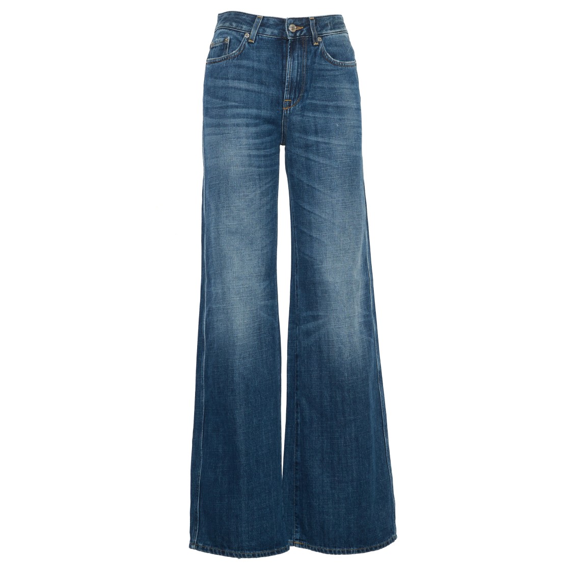 Department Five Wide Leg Jeans With Custom Button Closure In Blue