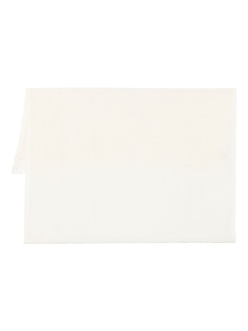 Faliero Sarti Ivory Cashmere-silk Blend Scarf With Delicate Fringe