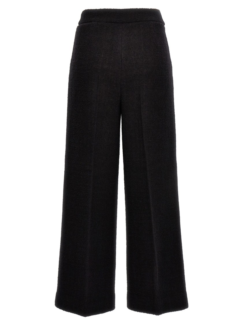 Moschino Wide-leg Textured Fabric Elastic Waistband Pants In Black