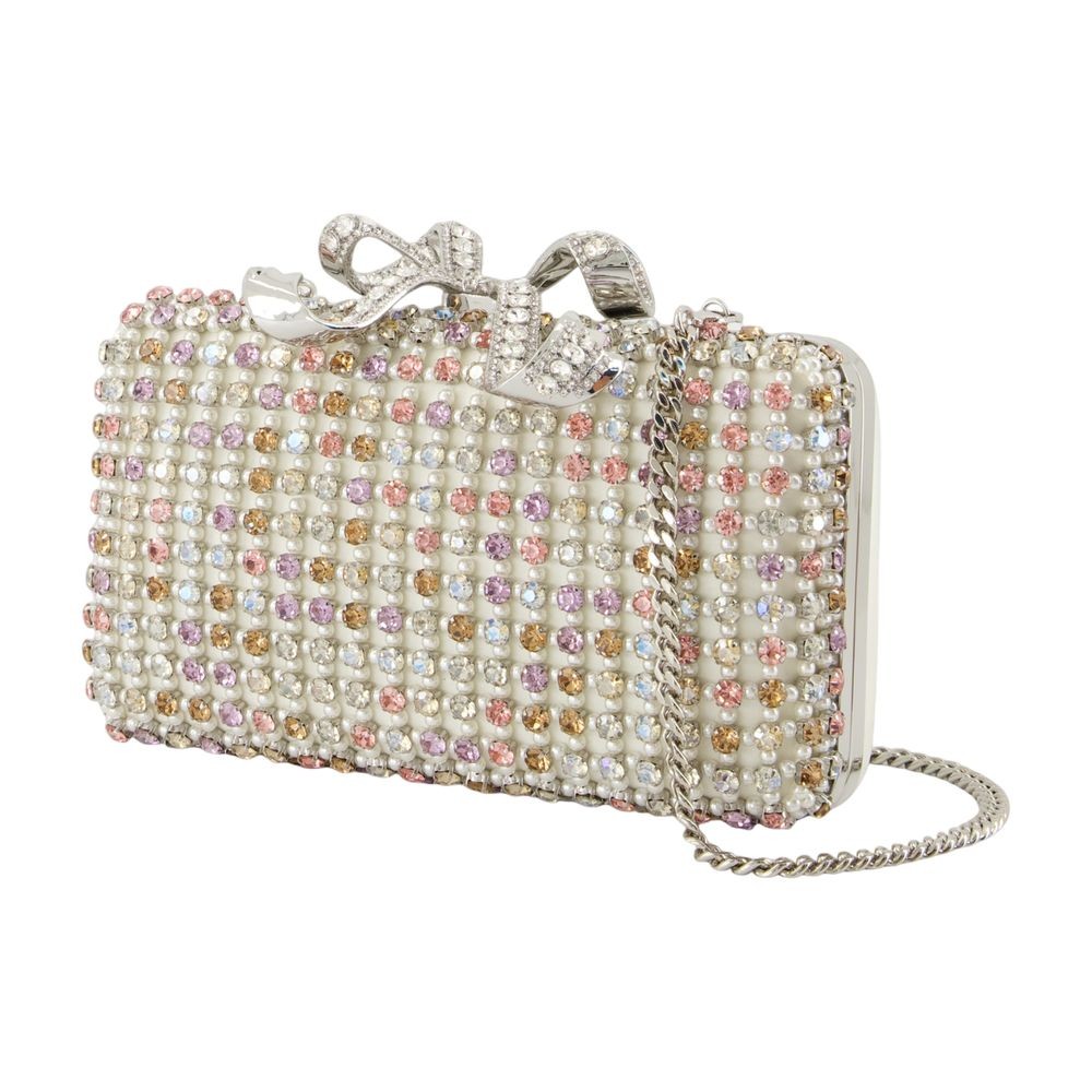 Self-portrait Crystal Clutch - Metal - Multicolor In Neutral
