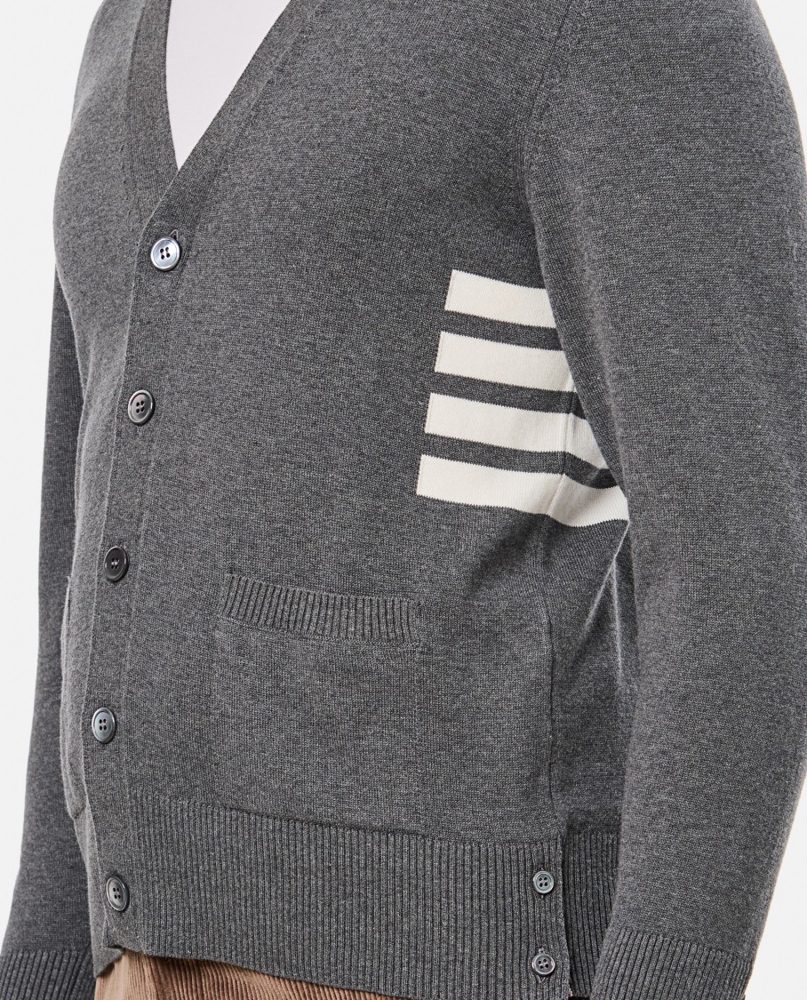Thom Browne 4-bar Cotton Cardigan For Men In Grey