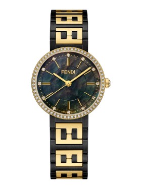 Fendi O'lock Diamond Watch With 14.8X28.3Mm Gold Case