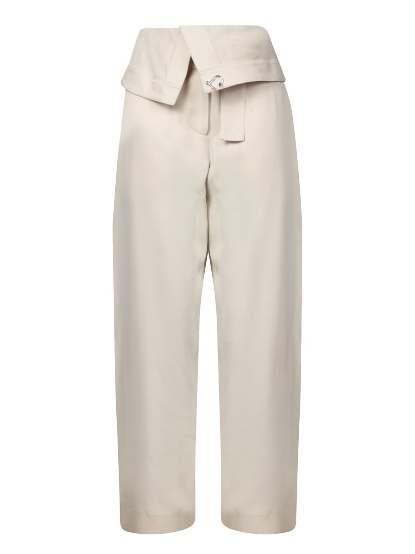 Jw Anderson J. W. Anderson White Trousers With Unique Fold-over Design In Neutrals
