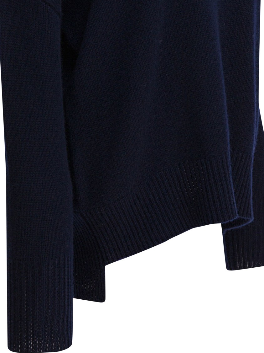 Lisa Yang High Ribbed Turtleneck Cashmere Sweater In Blue