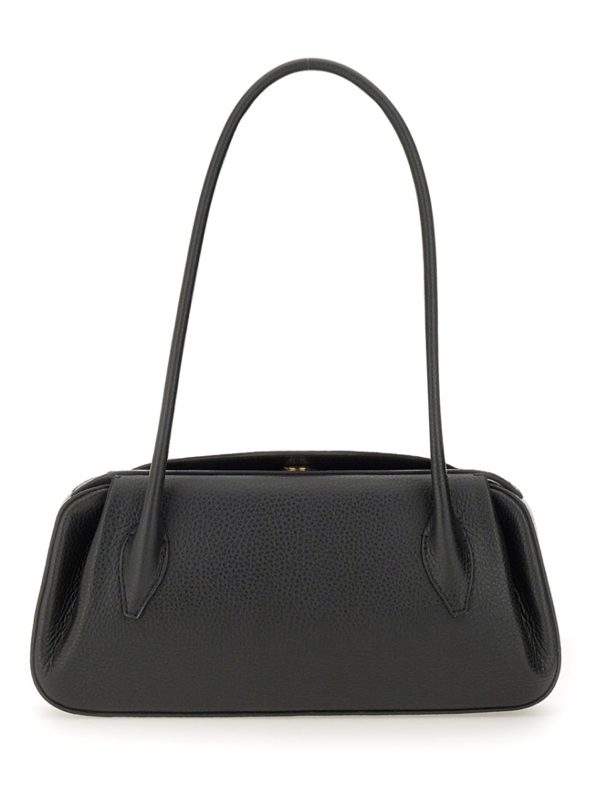 Yuzefi Structured Pebbled Texture Shoulder Bag In Black