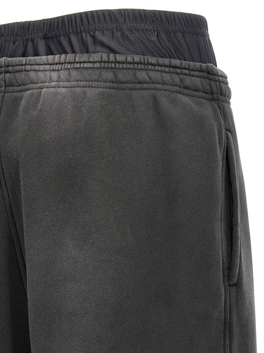Alexander Wang T T By Alexander Wang Layered Cotton Joggers With Boxer Insert In Black