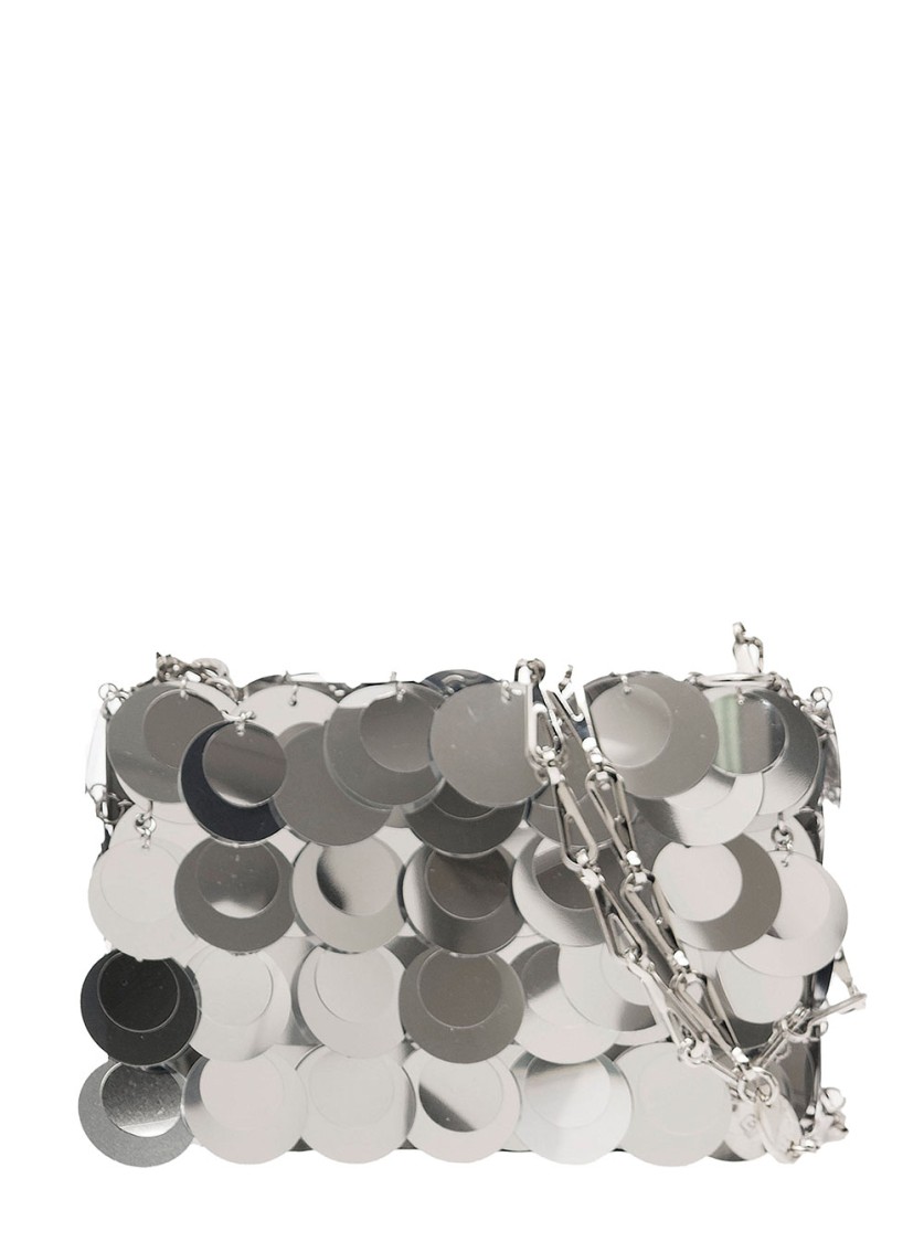 Rabanne Silver Maxi Sequins Nano Shoulder Bag In Silver