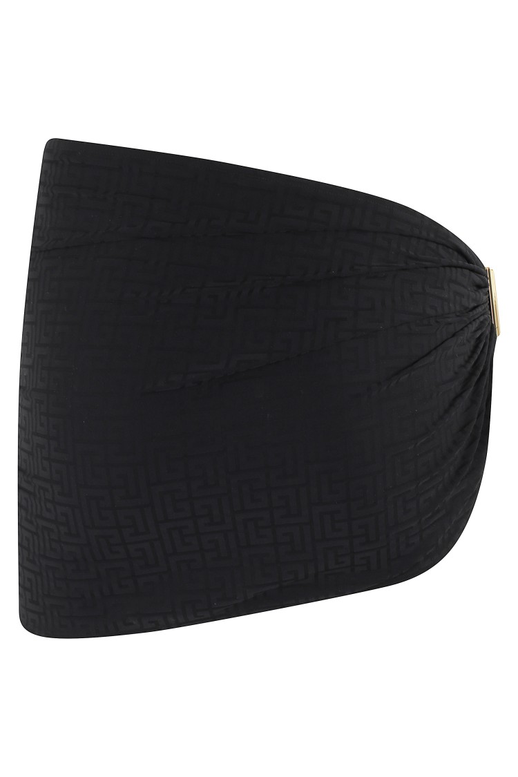 BALMAIN BALMAIN MONOGRAM PRINT PAREO WITH LOGO BUCKLE DETAIL