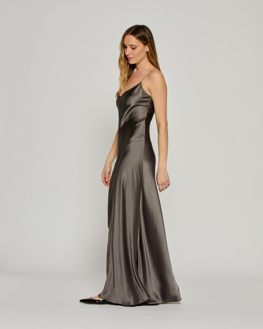 SERENA BUTE SERENA BUTE SATIN SLIP DRESS '25 - CHARCOAL