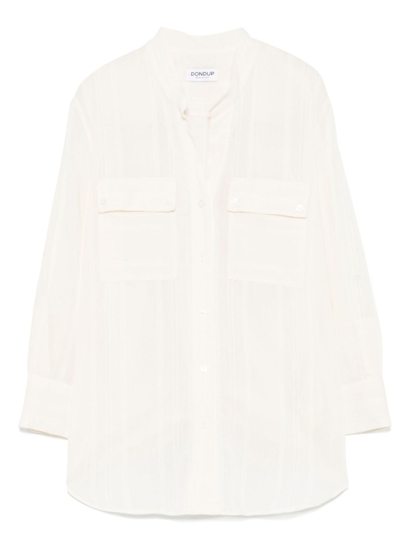 Dondup Relaxed Fit White Button-down Shirt With Chest Pockets