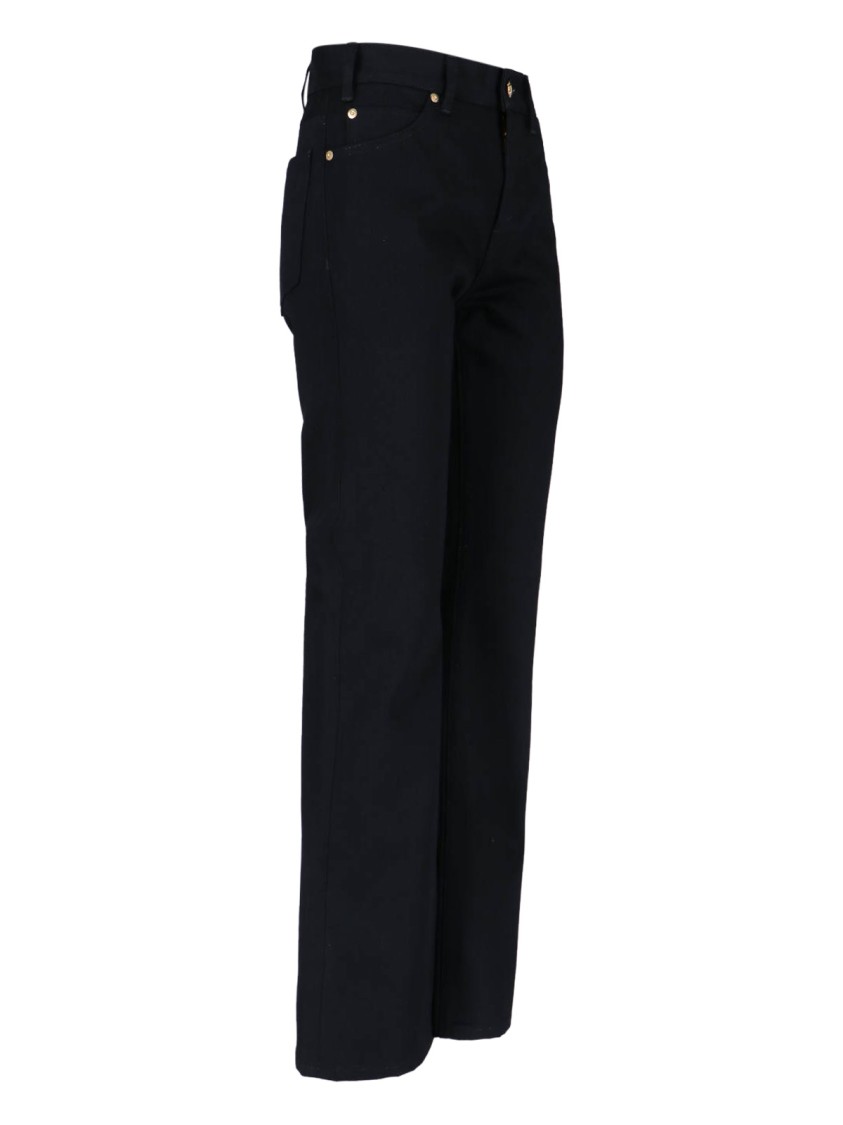 Celine Straight Leg Trousers Belt Loops In Black
