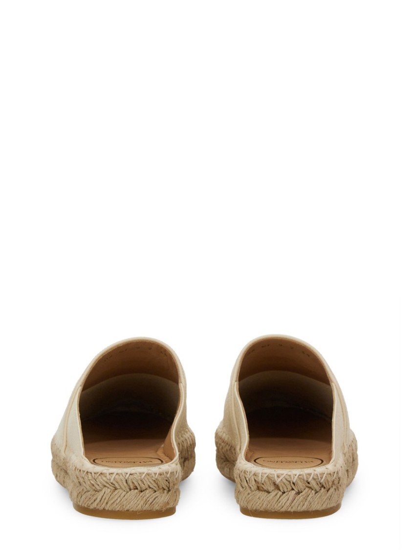 Valentino Vlogo Grainy Leather Mule Espadrille