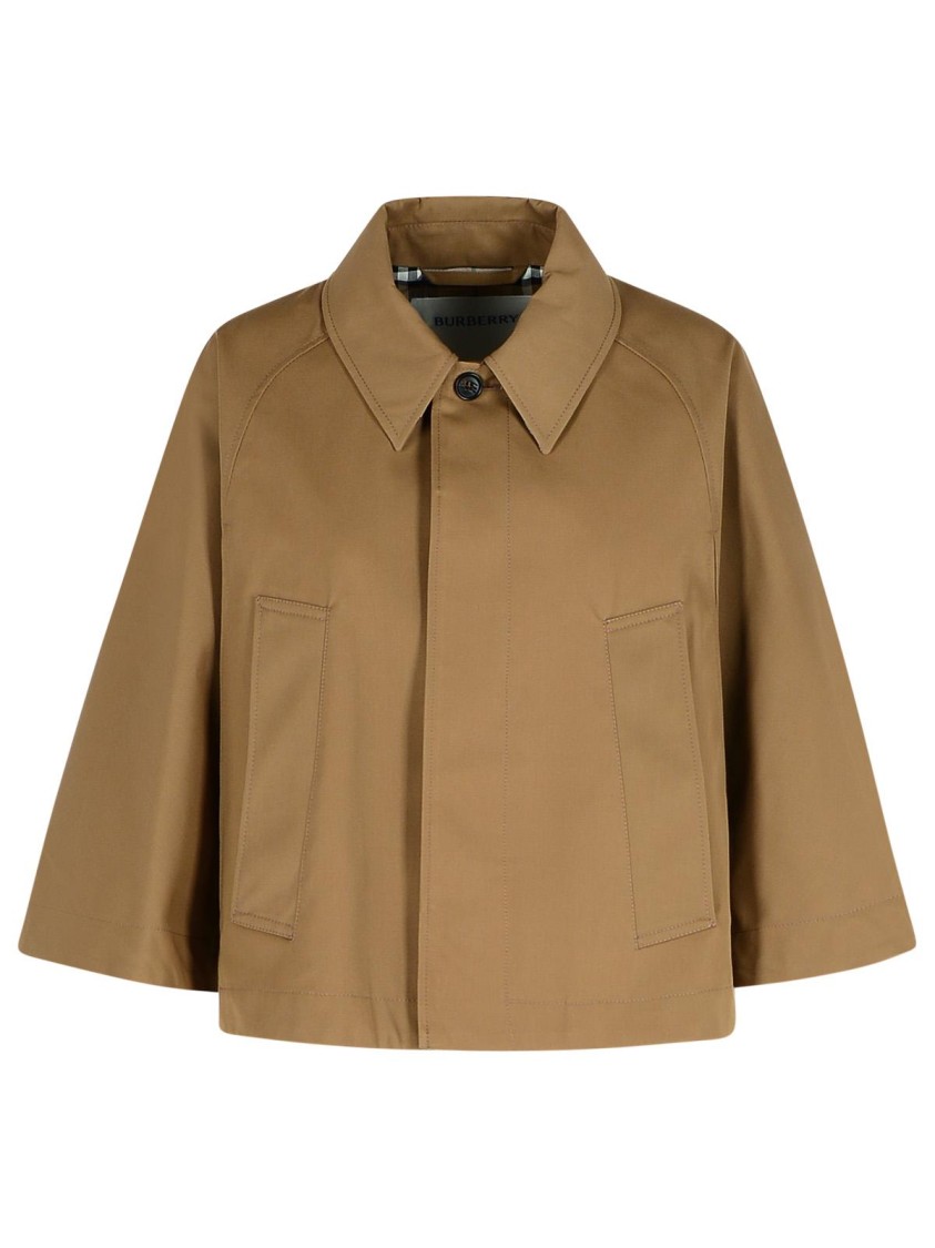 Shop Burberry Beige Polyester Blend Cape In Brown