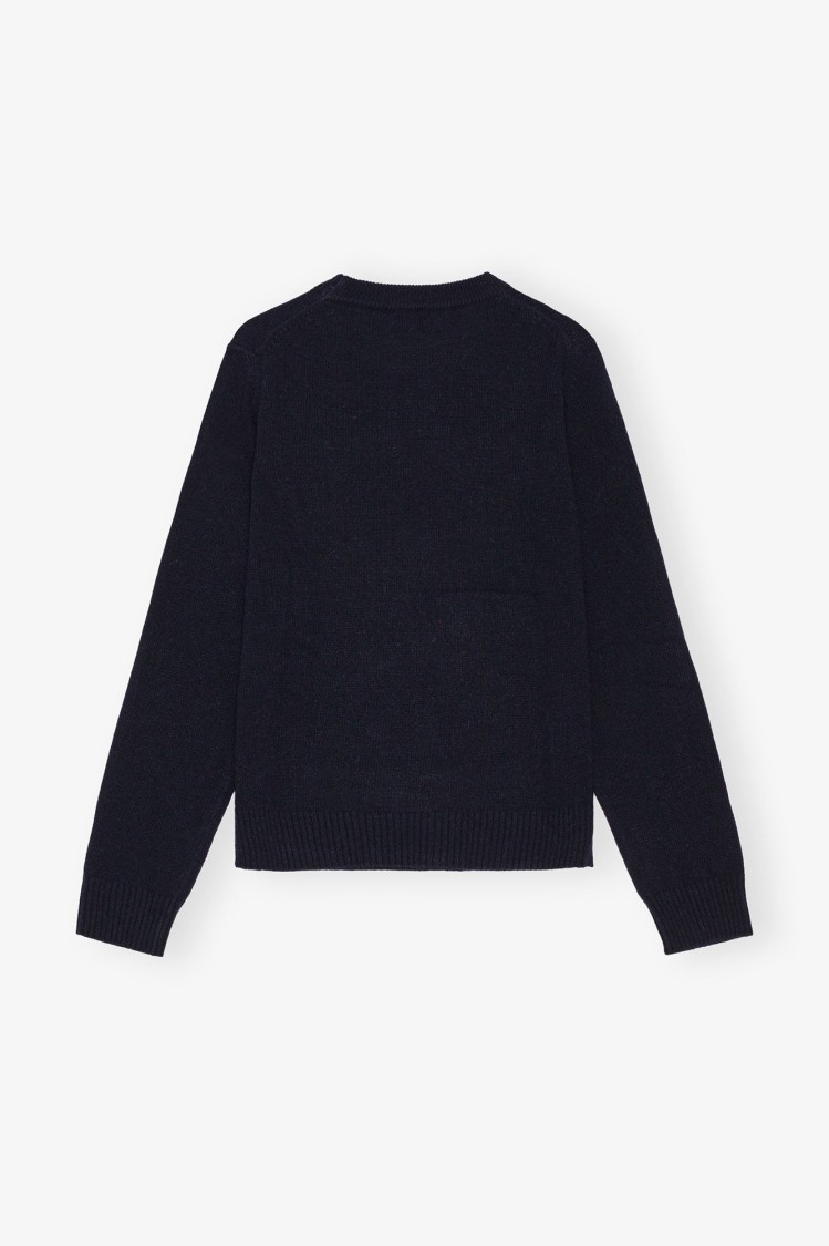 Ganni Women Logo Graphic Baseball Wool Mix Sweater