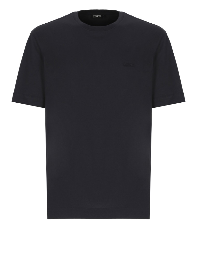 ZEGNA ZEGNA BLUE COTTON T-SHIRT