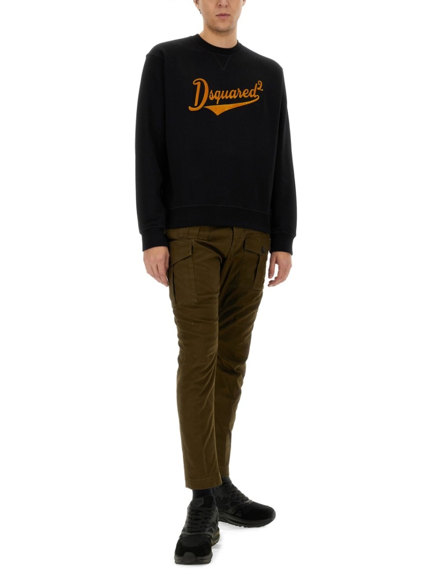 Dsquared2 Olive Cotton Blend Cargo Trousers In Brown