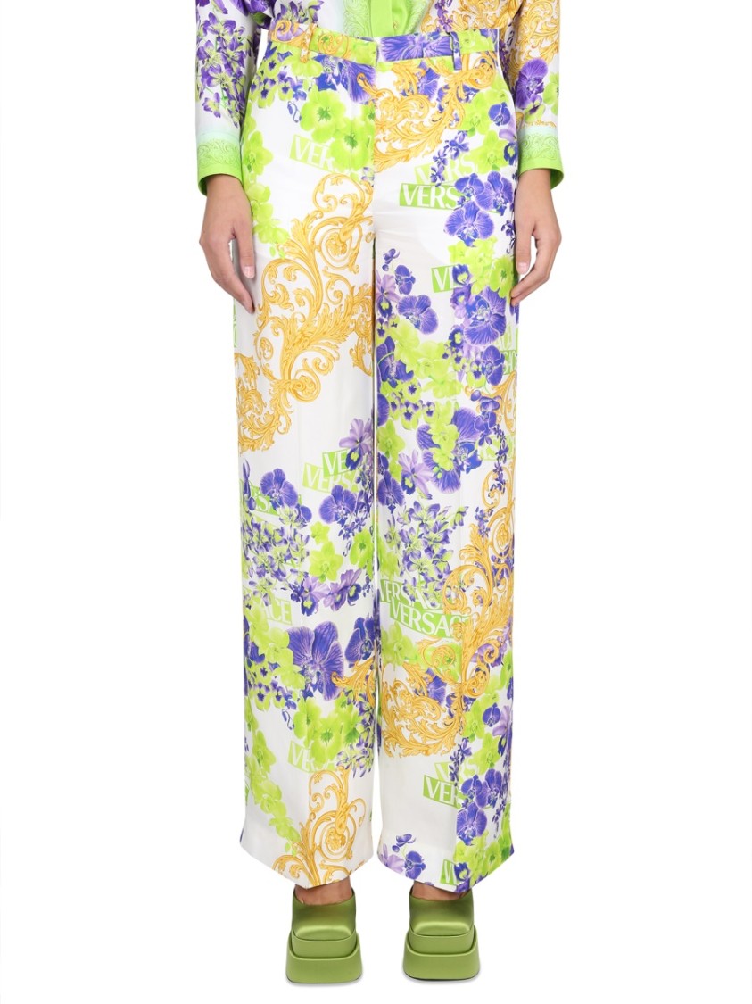 Shop Versace Baroque Pants In Neutrals