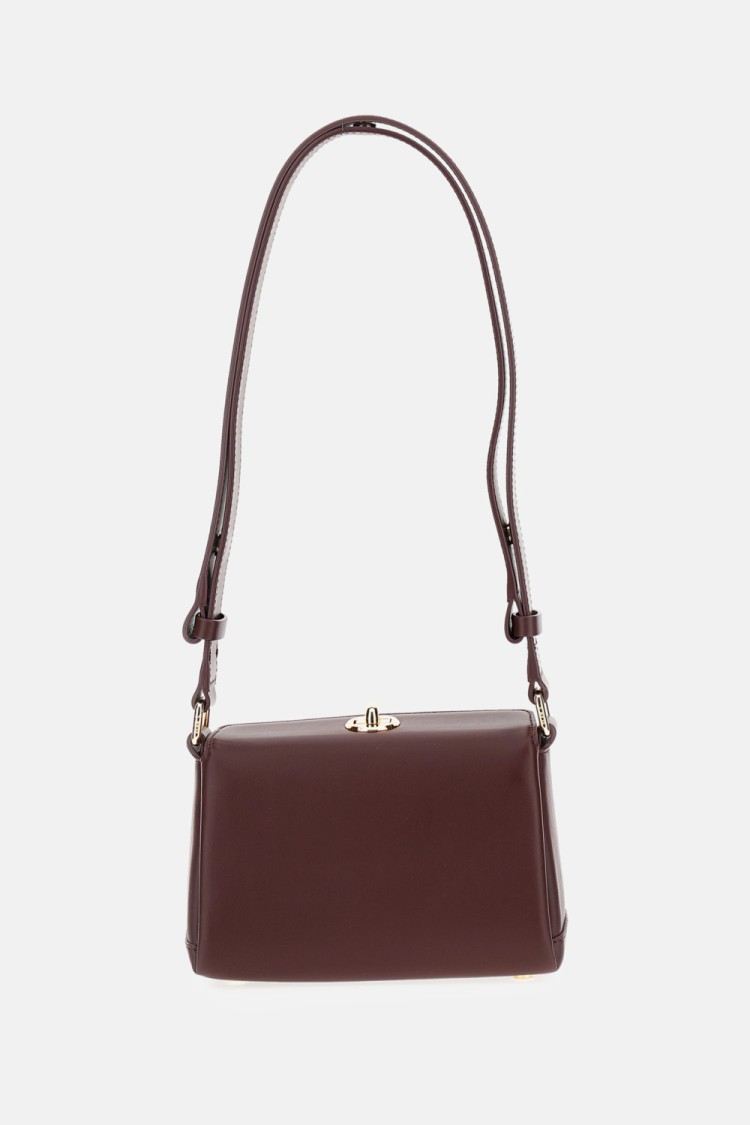 Plan C Burgundy Smooth Grain Calfskin Mini Shoulder Bag In Burgundy