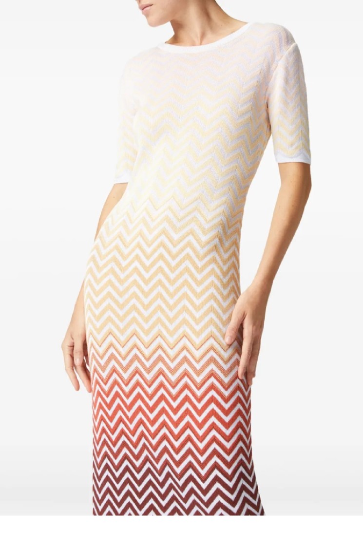 Missoni Chevron Pattern Maxi Dress In Cotton Blend In Multi