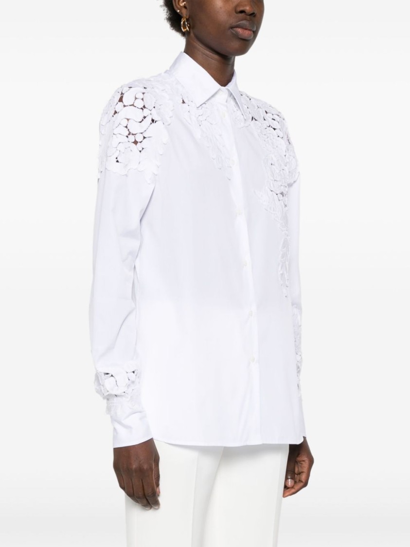 Ermanno Scervino Lace-panelling Poplin Shirt In White