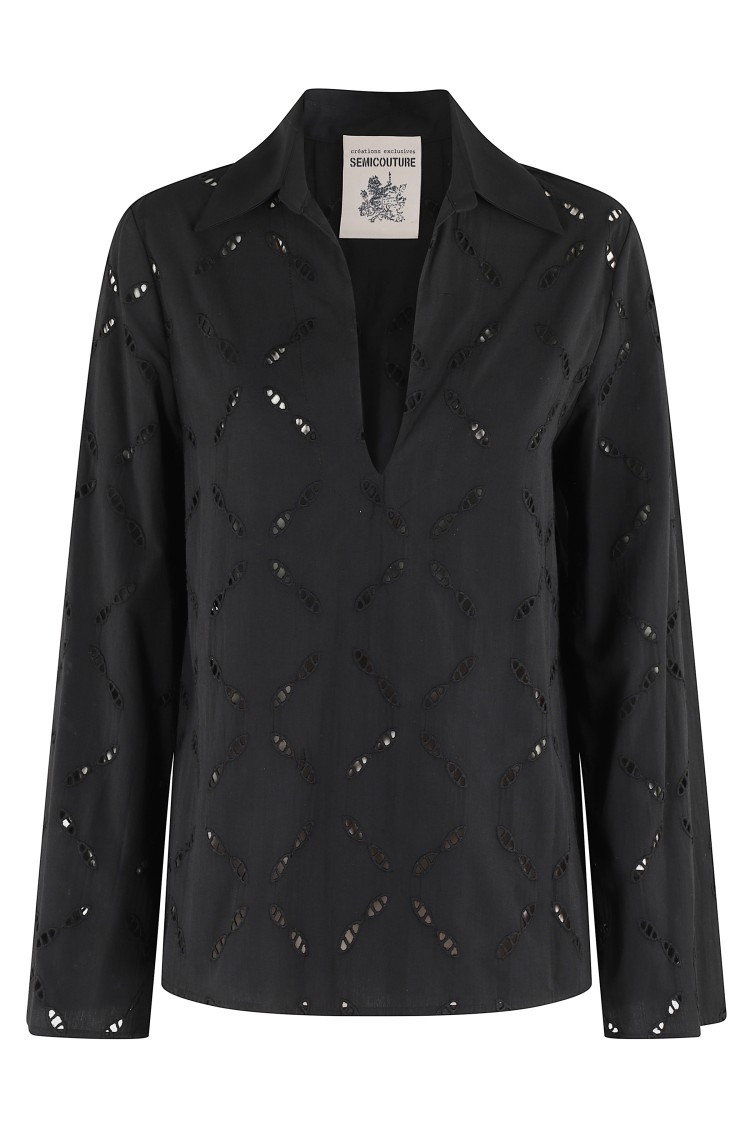 Semicouture Semi Couture Angelina Blouse With V-neck And Embroidered Detail